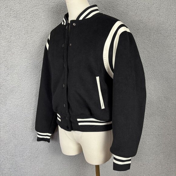 And Now This Women's Bomber Jacket M Black Polyester Quilted Varsity Style NWT's - Picture 4 of 8